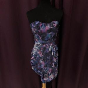Guess Strapless Purple Floral Dress